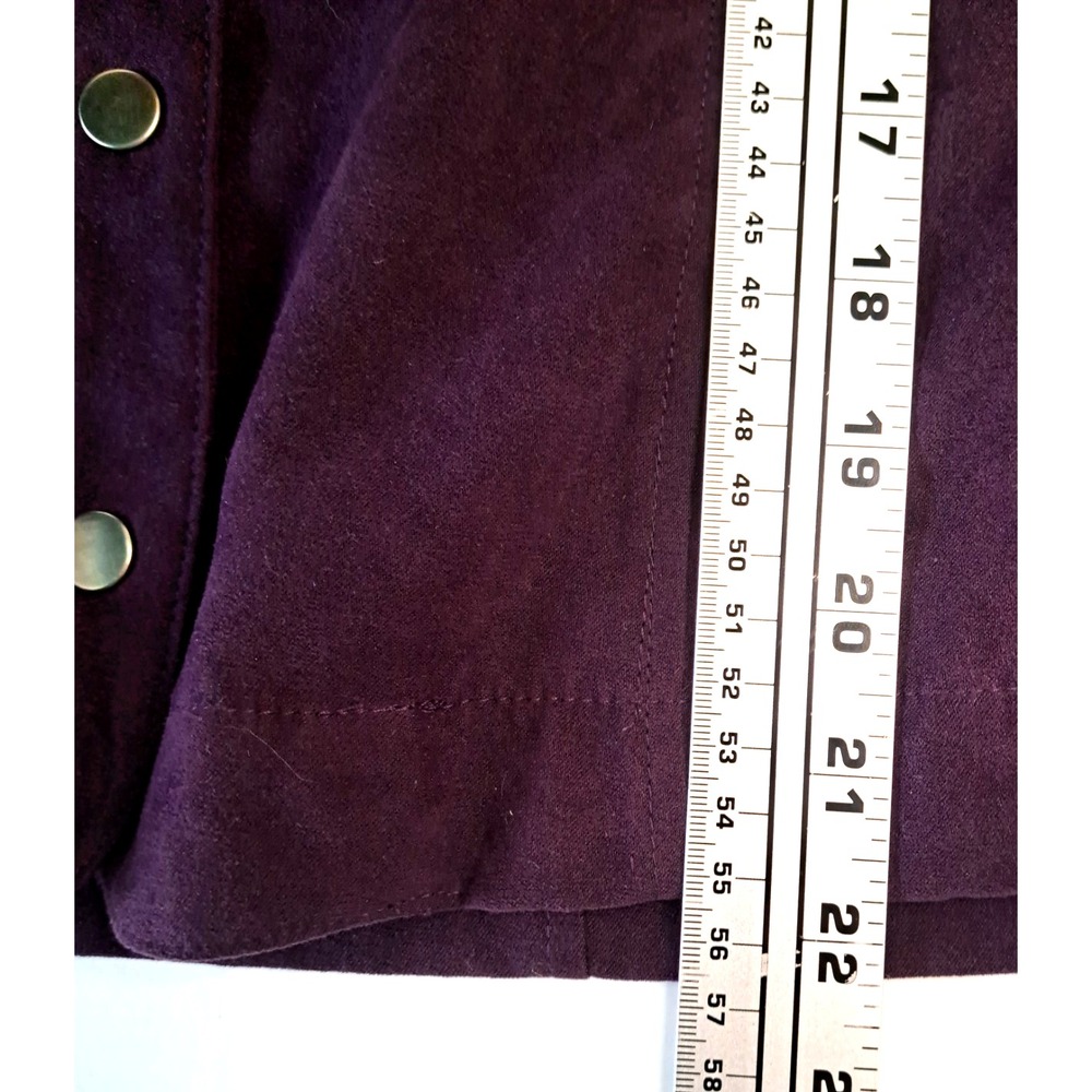 Faux Suede‎ Purple Shirt Jacket Women's L Purple Stretch Buttons Casual Soft - Picture 11 of 12